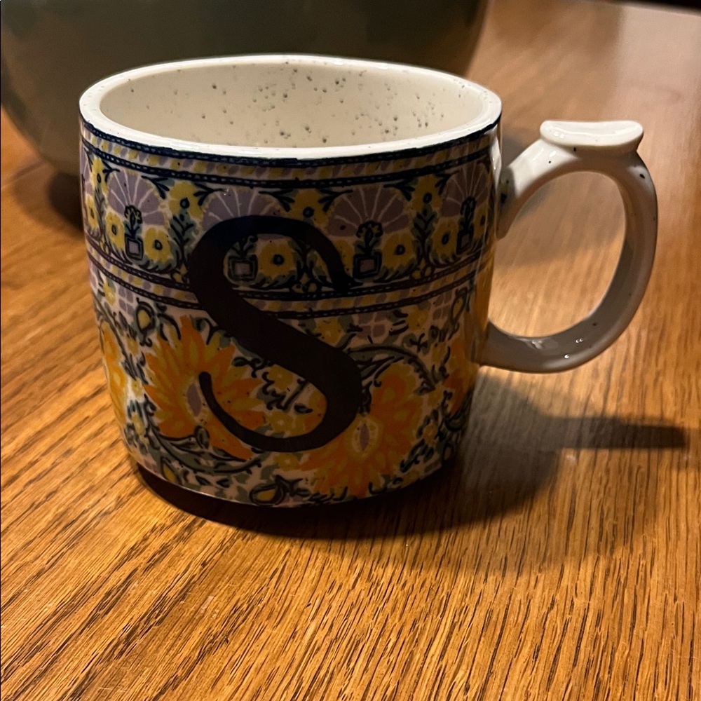 Anthropology Floral Monogram Mug with S
